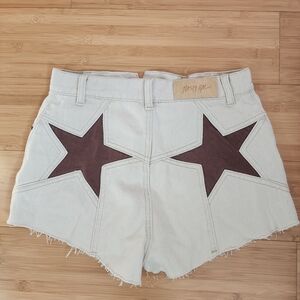 Nasty Gal Women's Cream and Brown Star Shorts